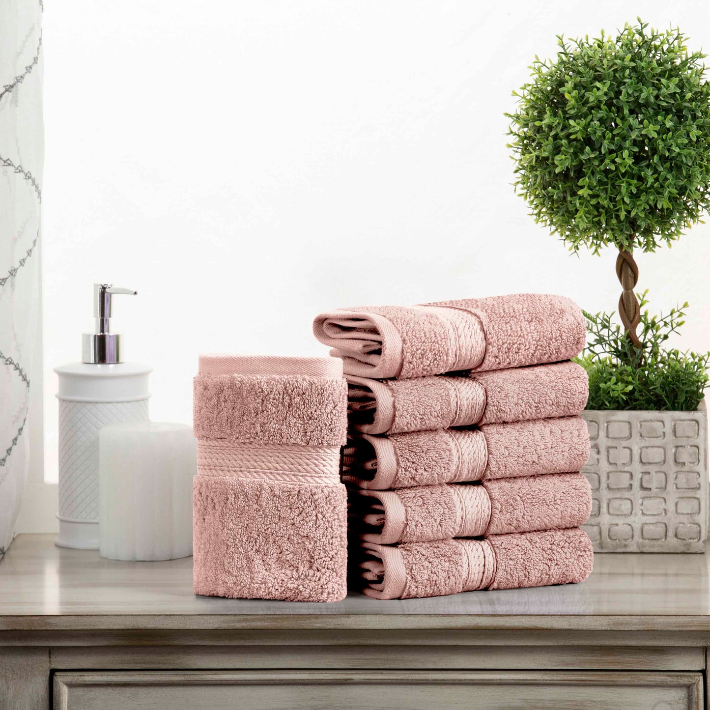 Madeline Egyptian Cotton Pile Plush Heavyweight Face Towel Set of 6