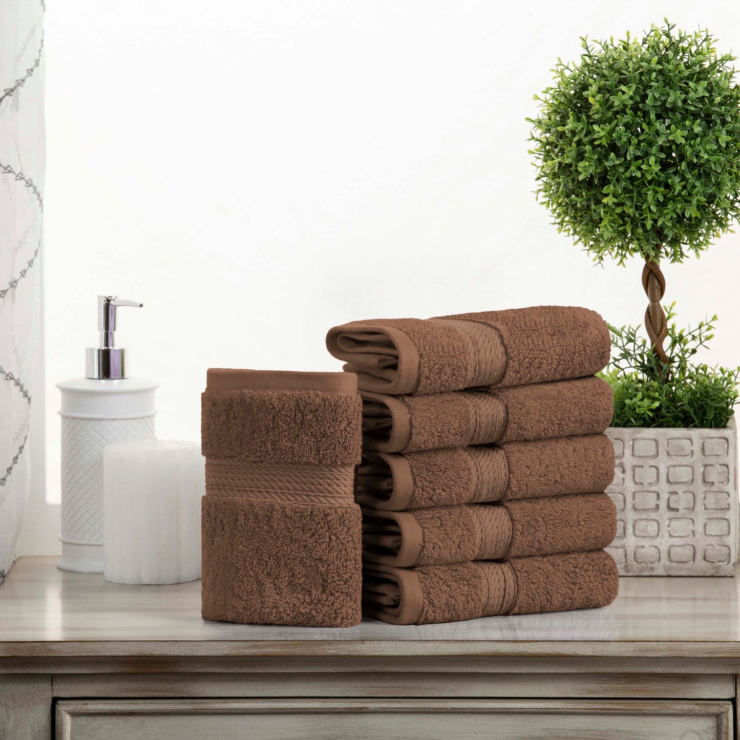 Madeline Egyptian Cotton Pile Plush Heavyweight Face Towel Set of 6