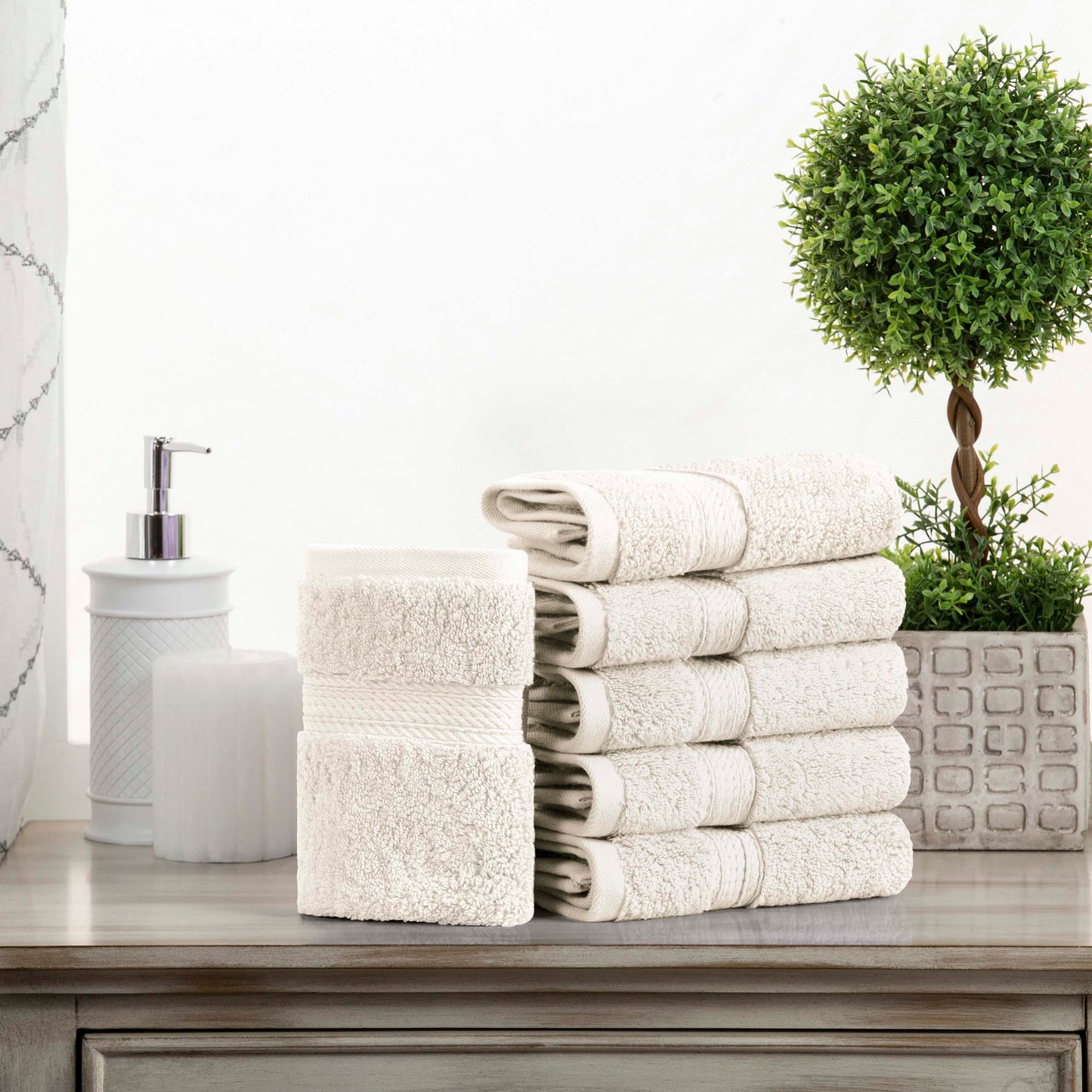 Madeline Egyptian Cotton Pile Plush Heavyweight Face Towel Set of 6