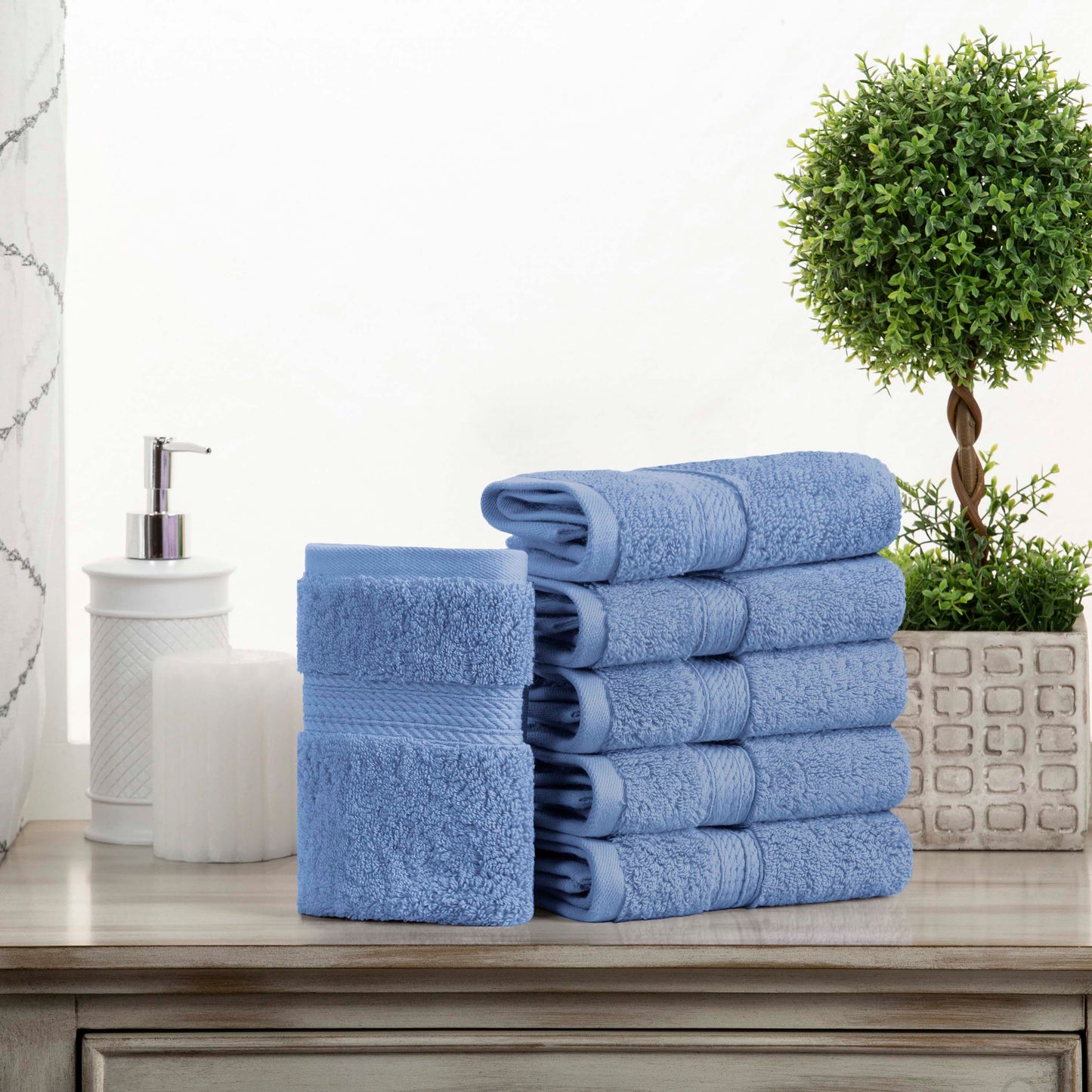 Madeline Egyptian Cotton Pile Plush Heavyweight Face Towel Set of 6