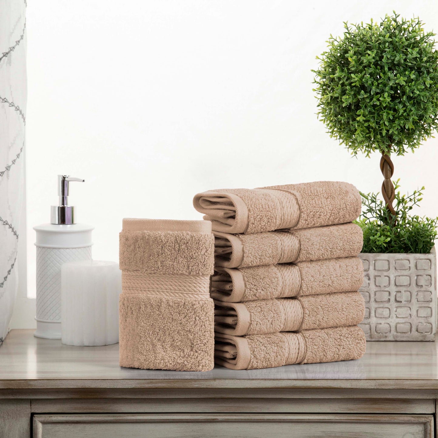 Madeline Egyptian Cotton Pile Plush Heavyweight Face Towel Set of 6
