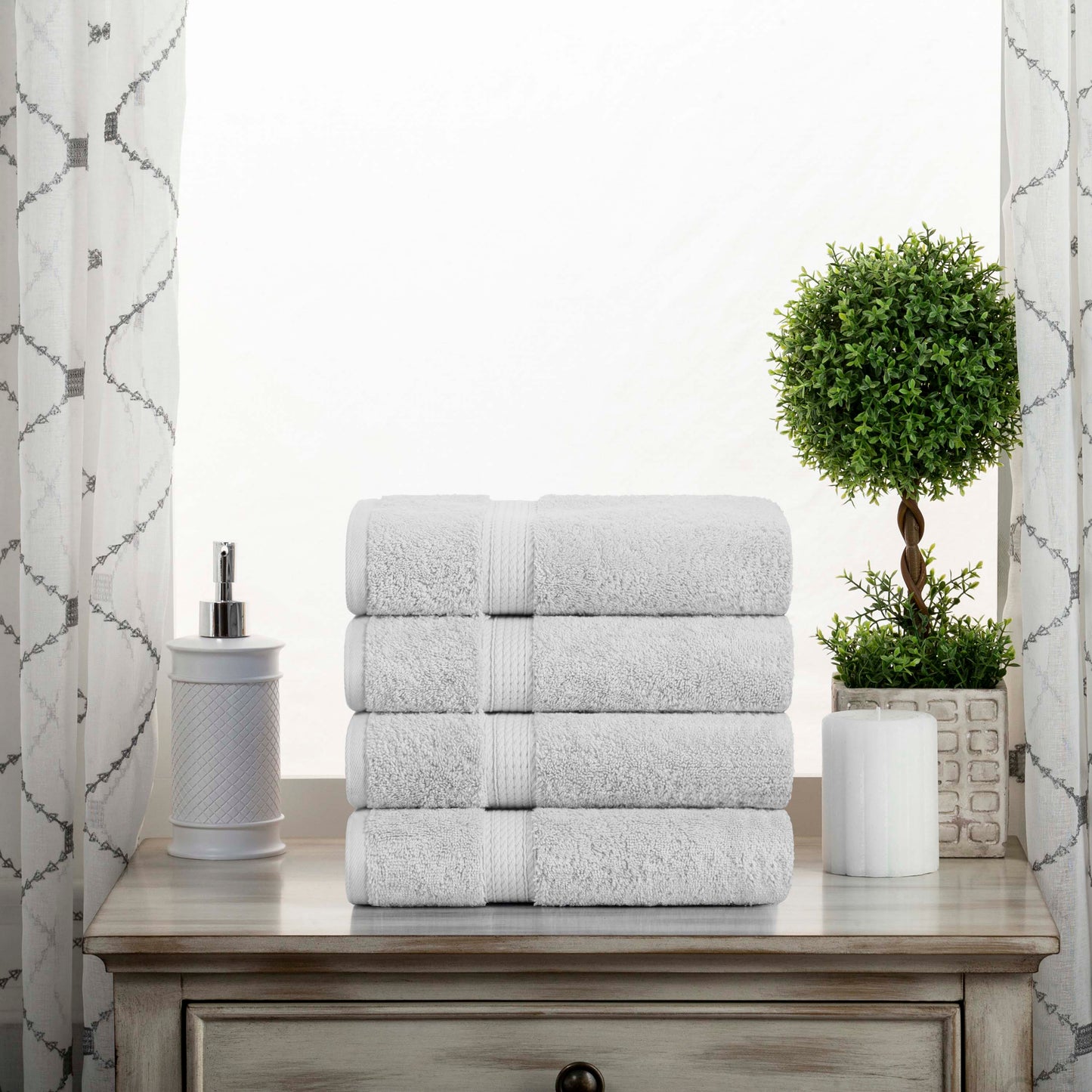Madeline Egyptian Cotton Pile Plush Heavyweight Hand Towel Set of 4