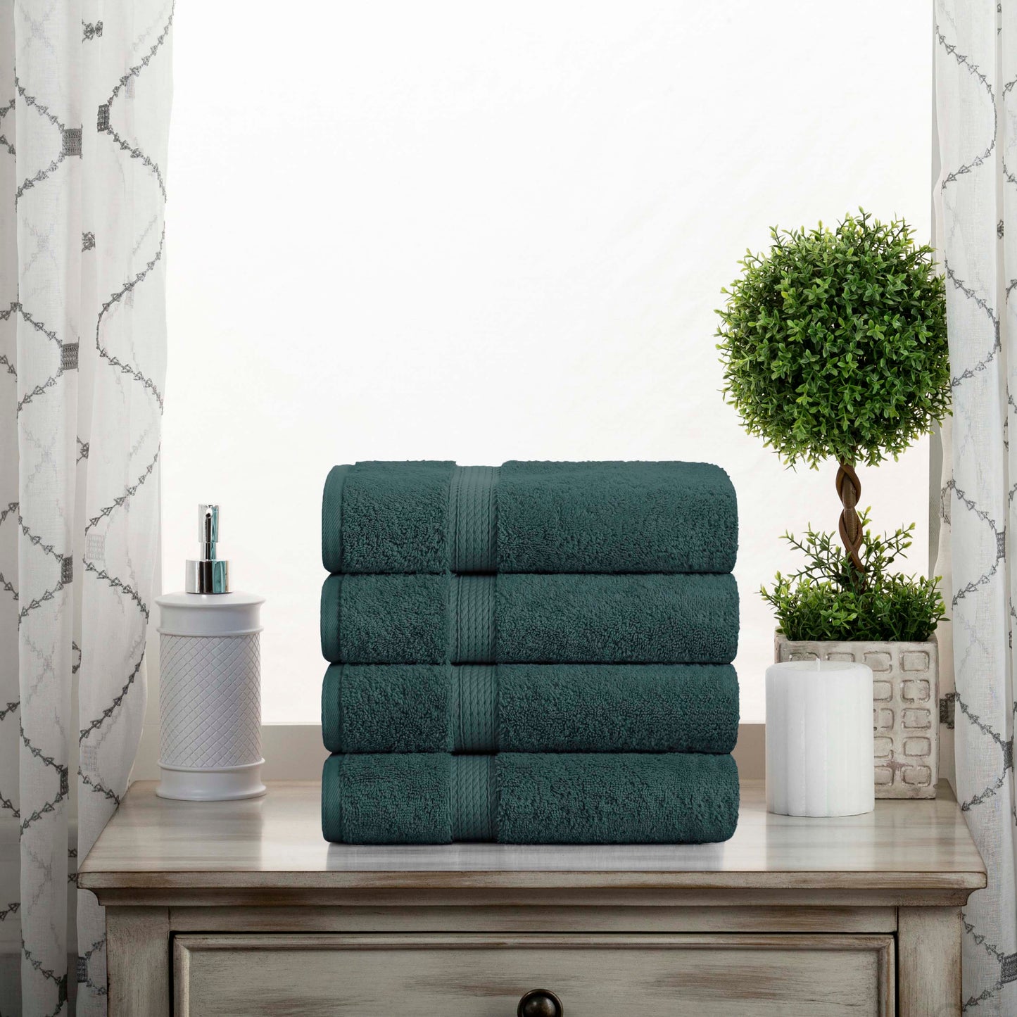 Madeline Egyptian Cotton Pile Plush Heavyweight Hand Towel Set of 4