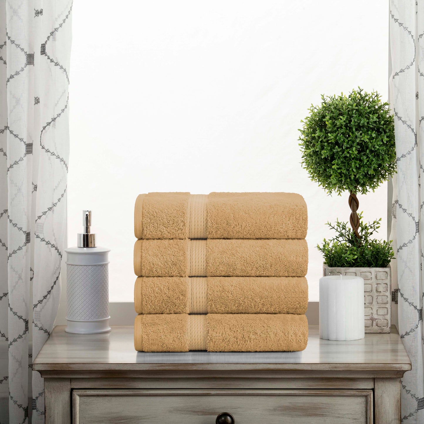 Madeline Egyptian Cotton Pile Plush Heavyweight Hand Towel Set of 4