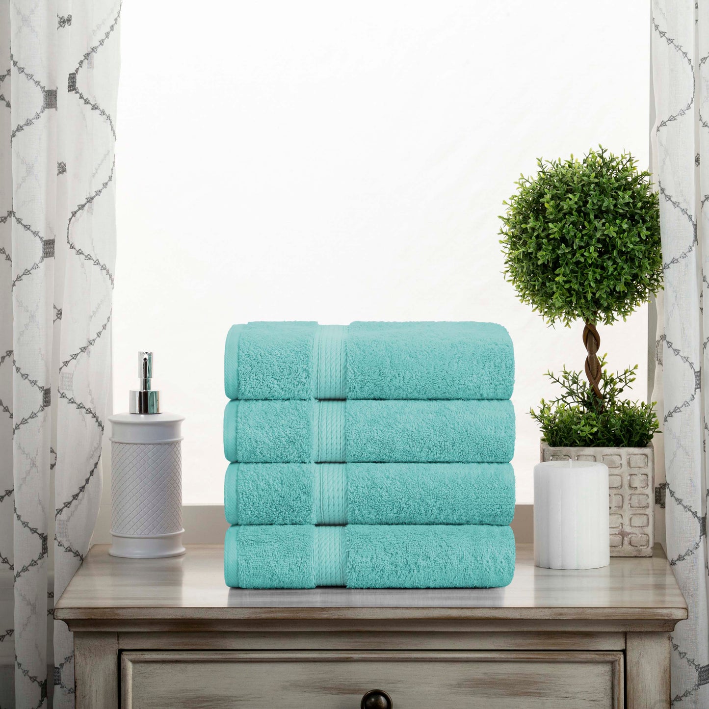 Madeline Egyptian Cotton Pile Plush Heavyweight Hand Towel Set of 4