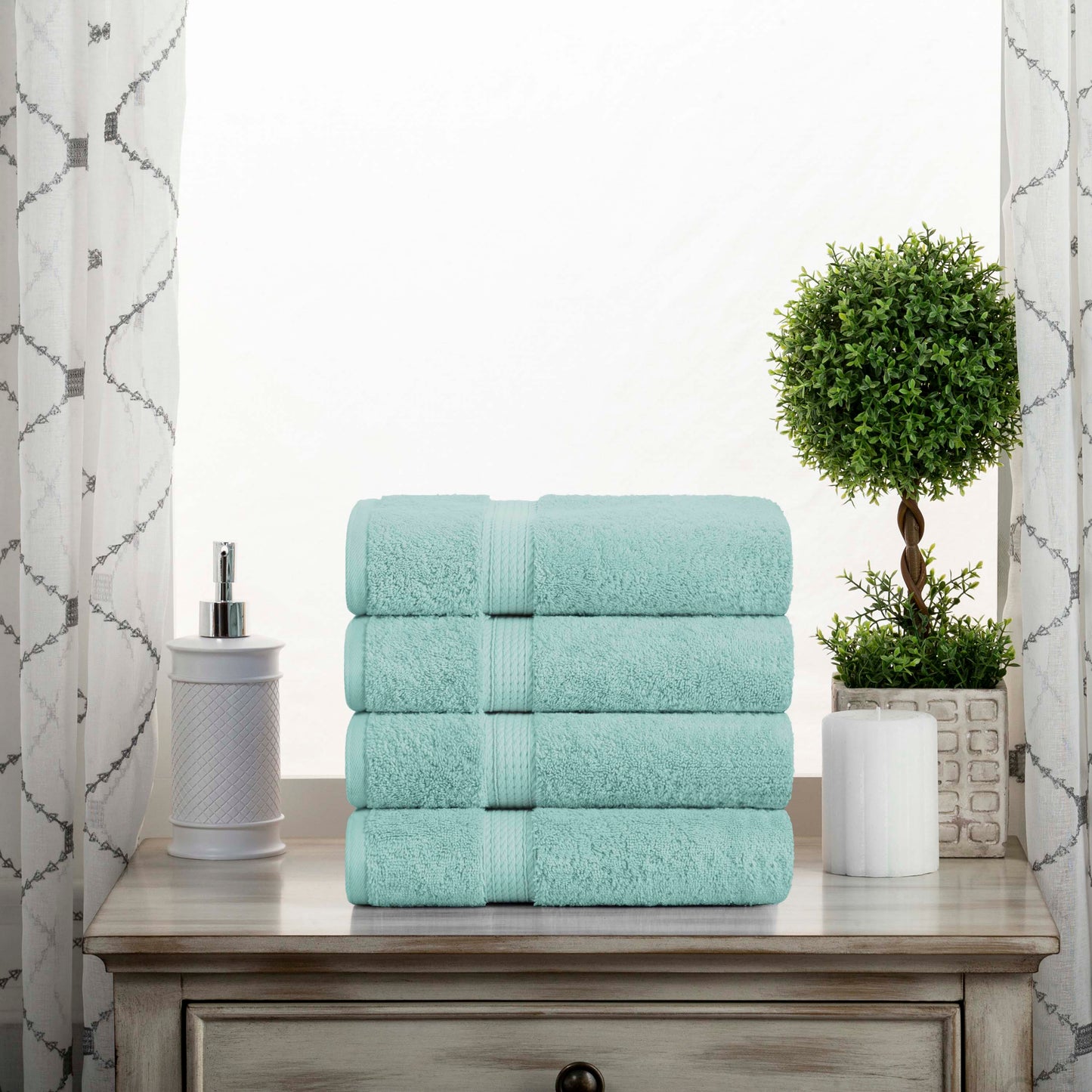 Madeline Egyptian Cotton Pile Plush Heavyweight Hand Towel Set of 4