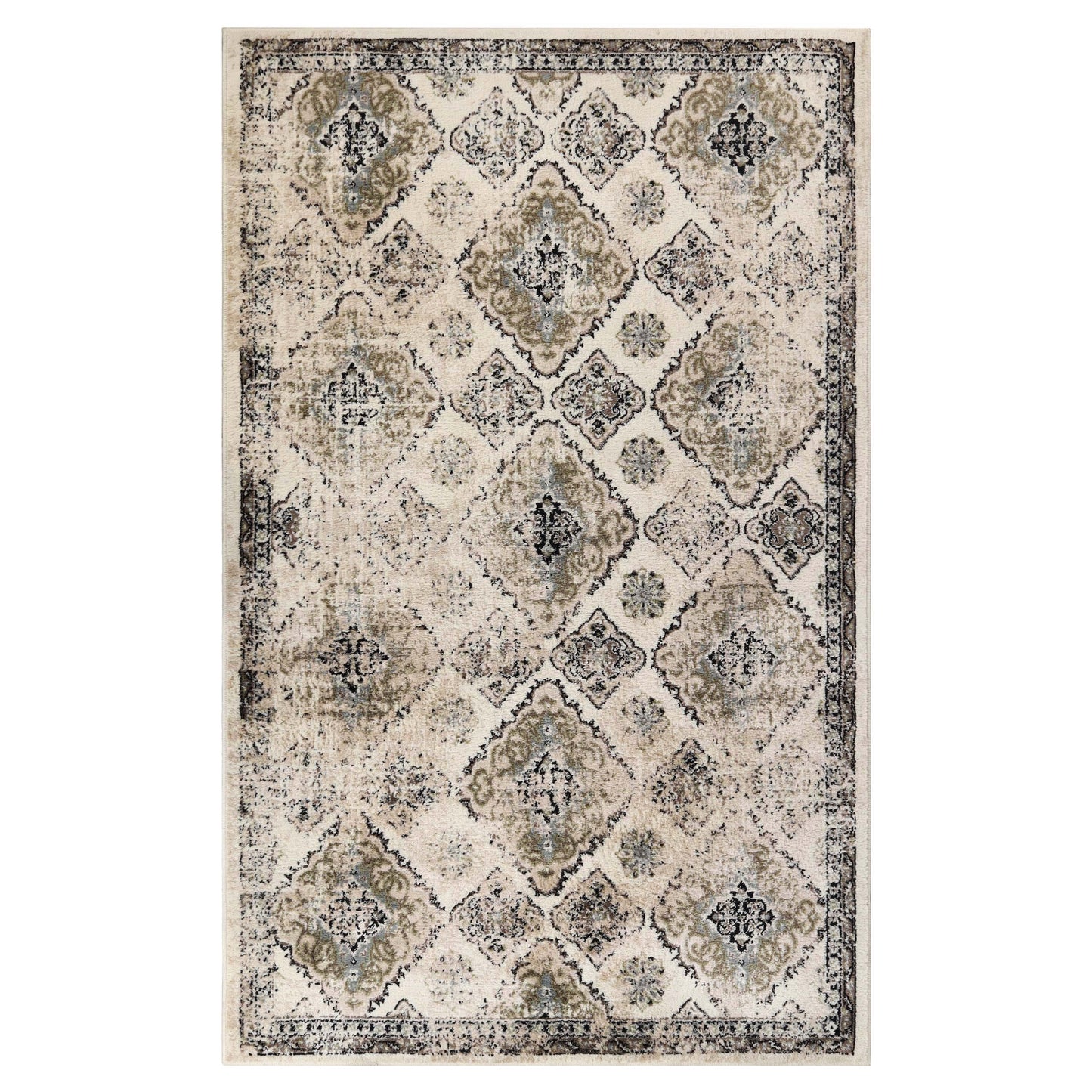 Mayfair Distressed Damask Indoor Area Rug or Runner Rug Or Door Mat
