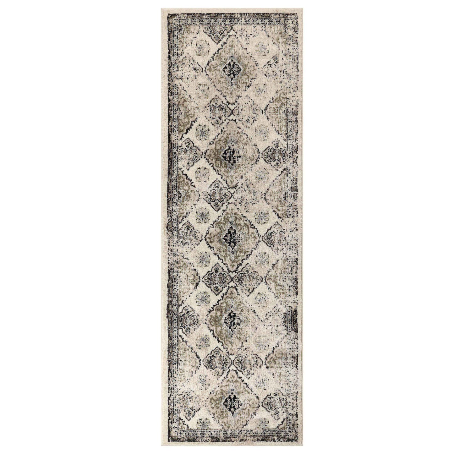 Mayfair Distressed Damask Indoor Area Rug or Runner Rug Or Door Mat