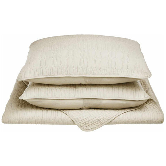 McKinley Fine Stitched Cobblestone Cotton Quilt Set