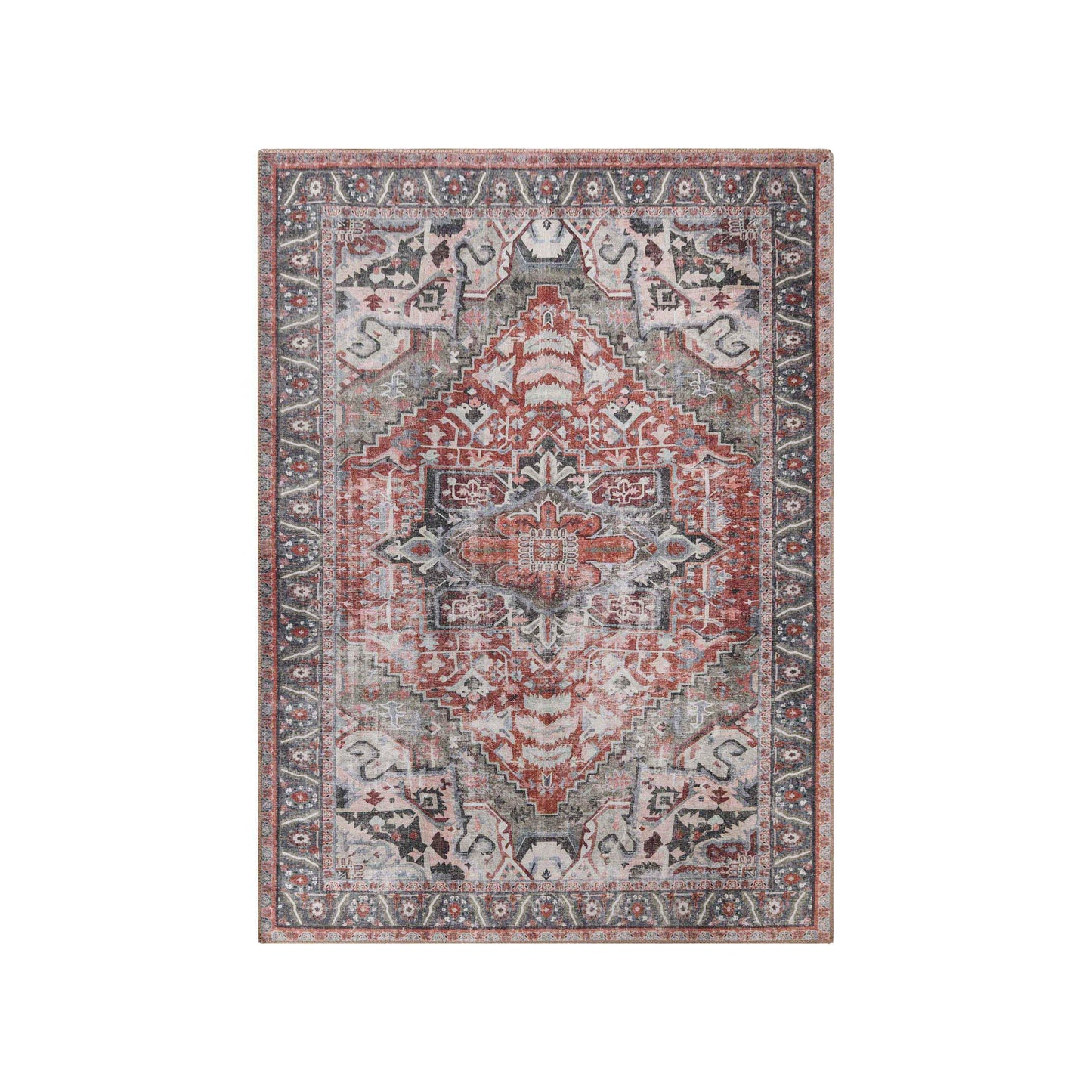 Mesa Rustic Medallion Border Indoor Area Rug or Runner Rug