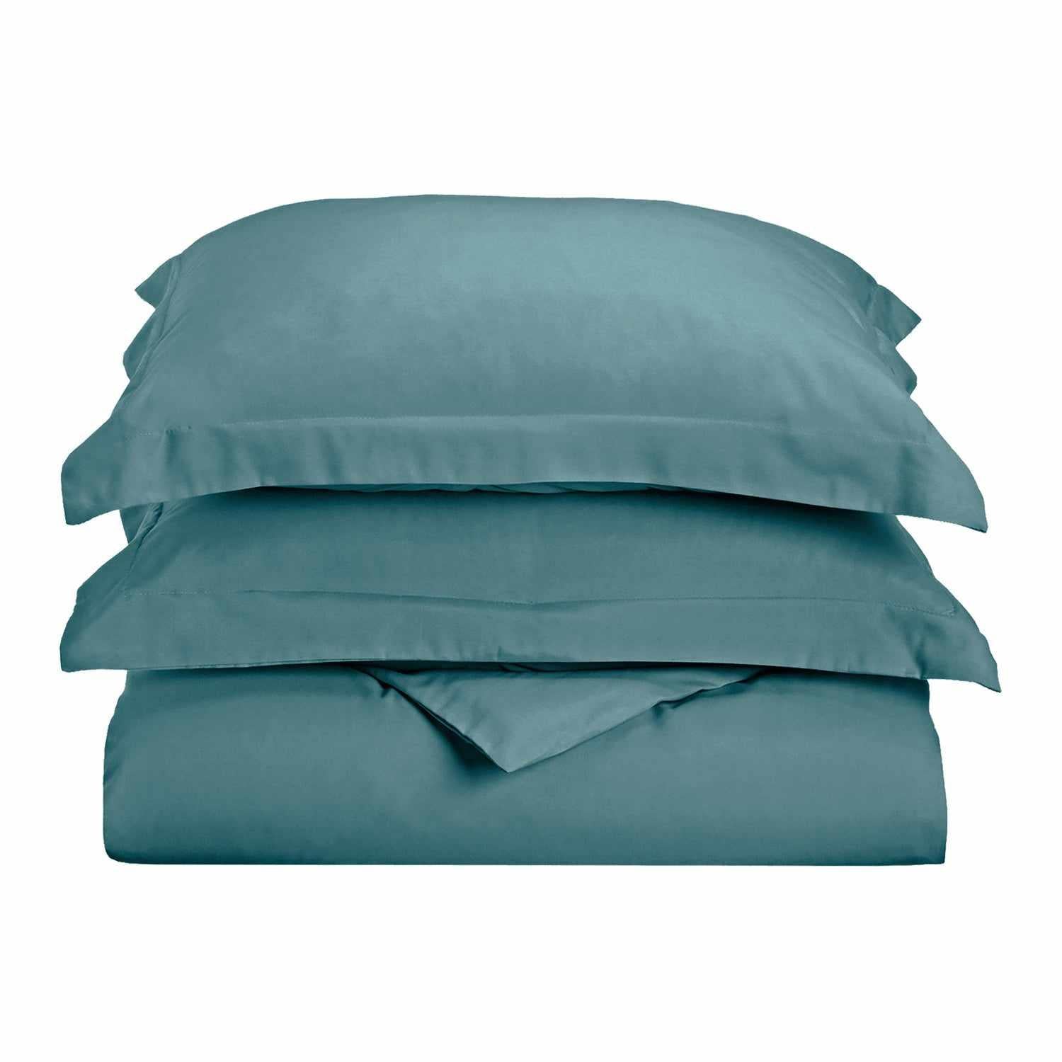  Superior Microfiber Wrinkle-Free Stripe Breathable Duvet Cover Set with Button Closure - Teal