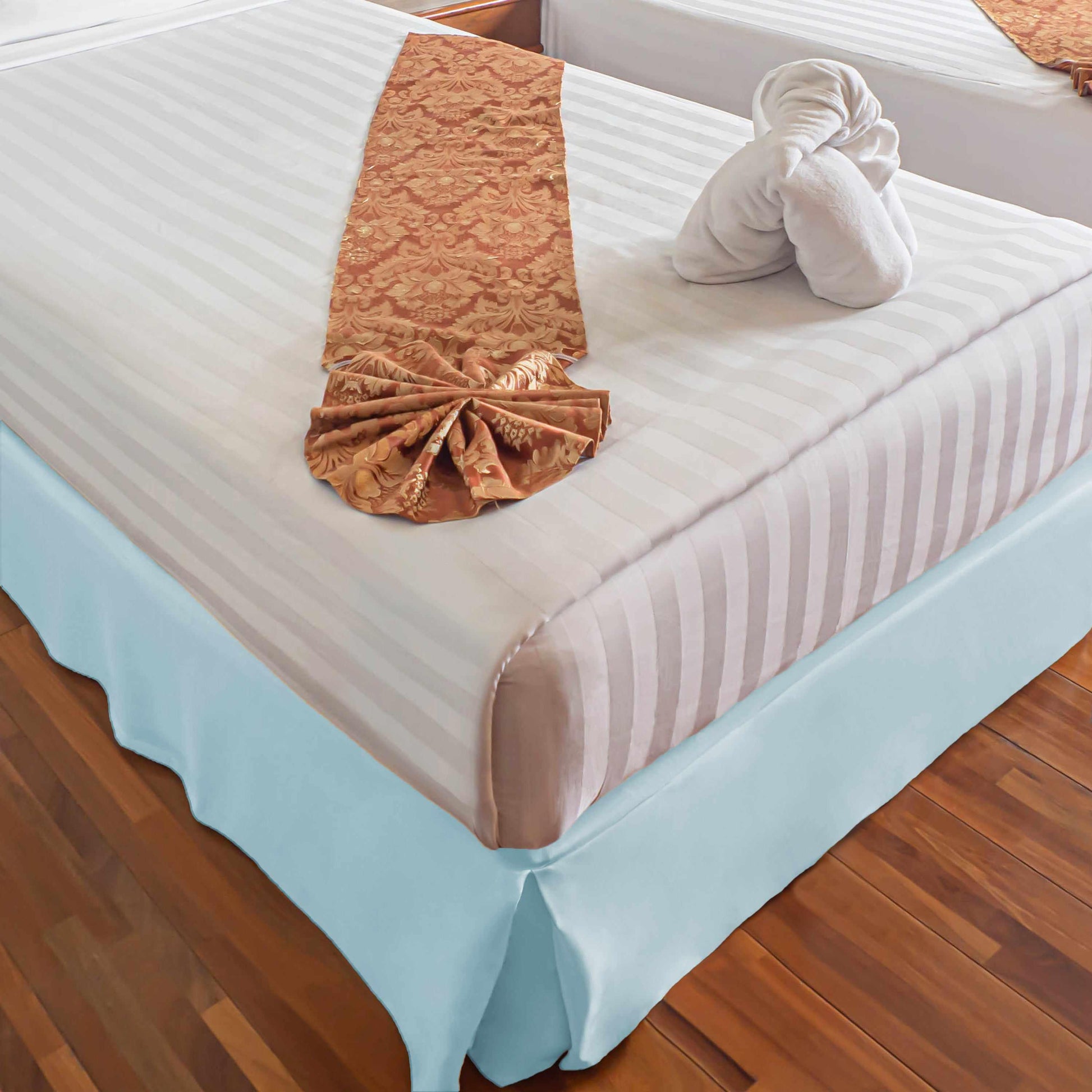 Microfiber Wrinkle-Free Solid 15-Inch Drop Bed Skirt - Light Blue