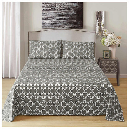 Superior Microfiber Wrinkle Resistant and Breathable Trellis Deep Pocket Sheet Set - Grey