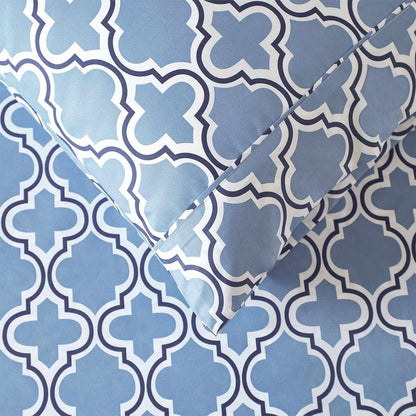  Superior Microfiber Wrinkle Resistant and Breathable Trellis Deep Pocket Sheet Set - Light Blue