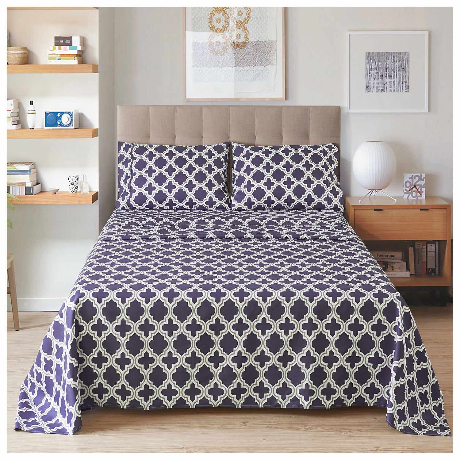 Superior Microfiber Wrinkle Resistant and Breathable Trellis Deep Pocket Sheet Set - Grey