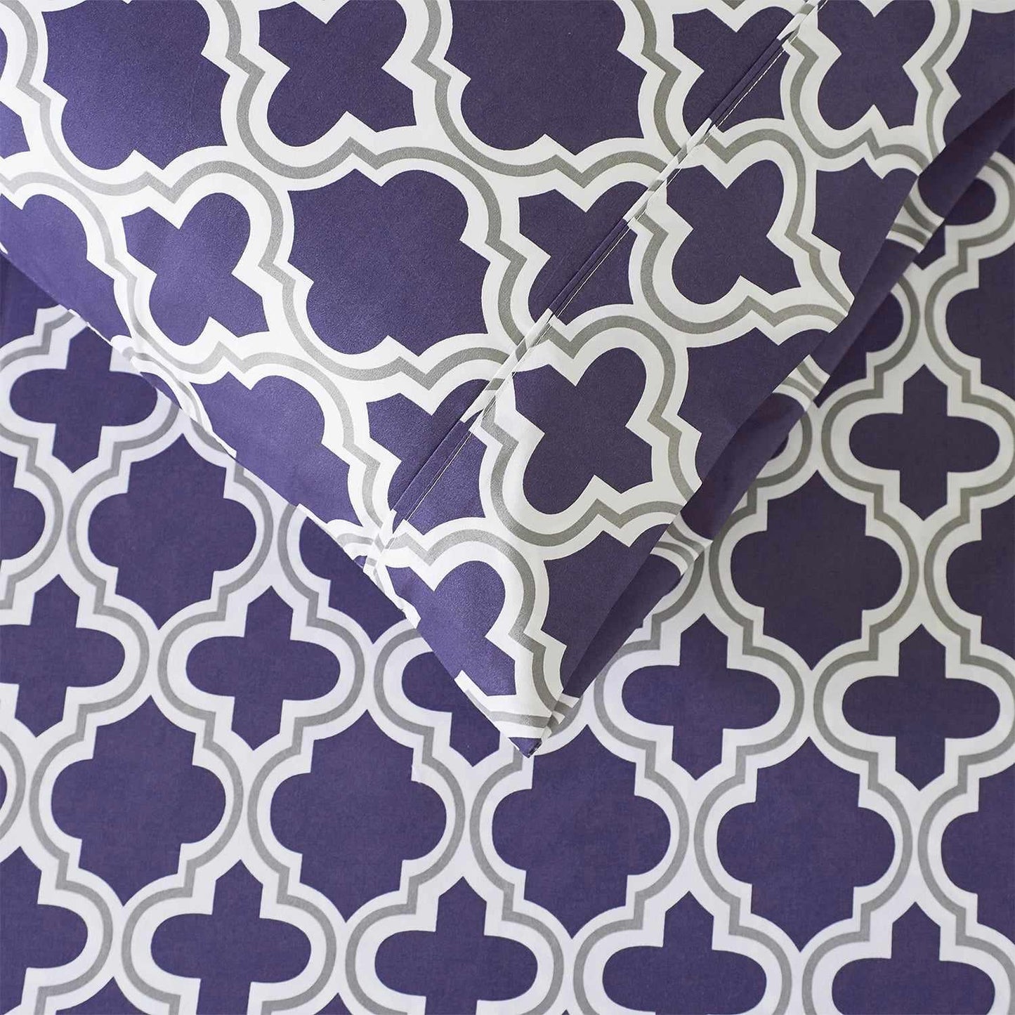  Superior Microfiber Wrinkle Resistant and Breathable Trellis Deep Pocket Sheet Set - Navy Blue