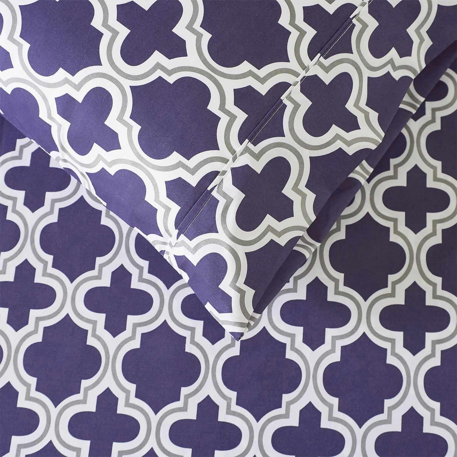  Superior Microfiber Wrinkle Resistant and Breathable Trellis Deep Pocket Sheet Set - Navy Blue