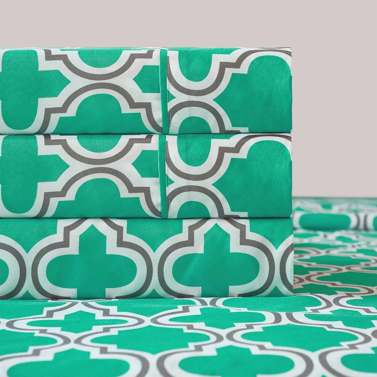 Superior Microfiber Wrinkle Resistant and Breathable Trellis Deep Pocket Sheet Set - Teal