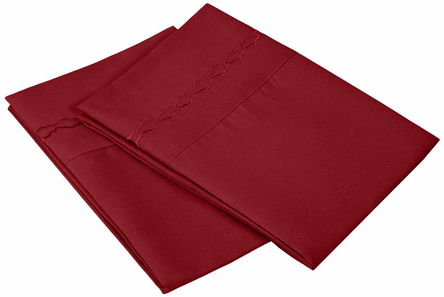  Embroidered Moroccan Trellis Wrinkle Resistant 2-Piece Pillowcase Set - Burgundy