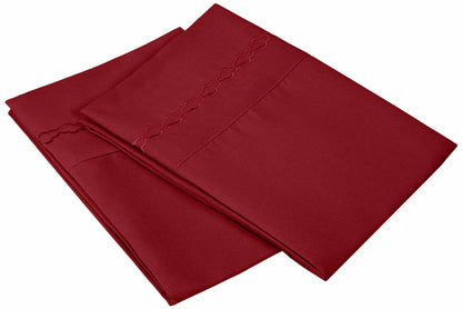  Embroidered Moroccan Trellis Wrinkle Resistant 2-Piece Pillowcase Set - Burgundy