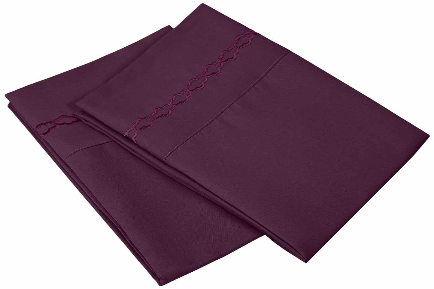 Embroidered Moroccan Trellis Wrinkle Resistant 2-Piece Pillowcase Set - Plum