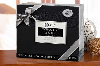  Superior Lace Overlay Solid Wrinkle Resistant Sheet Set - Black