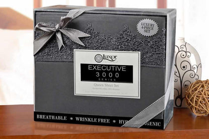  Superior Lace Overlay Solid Wrinkle Resistant Sheet Set - Charcoal