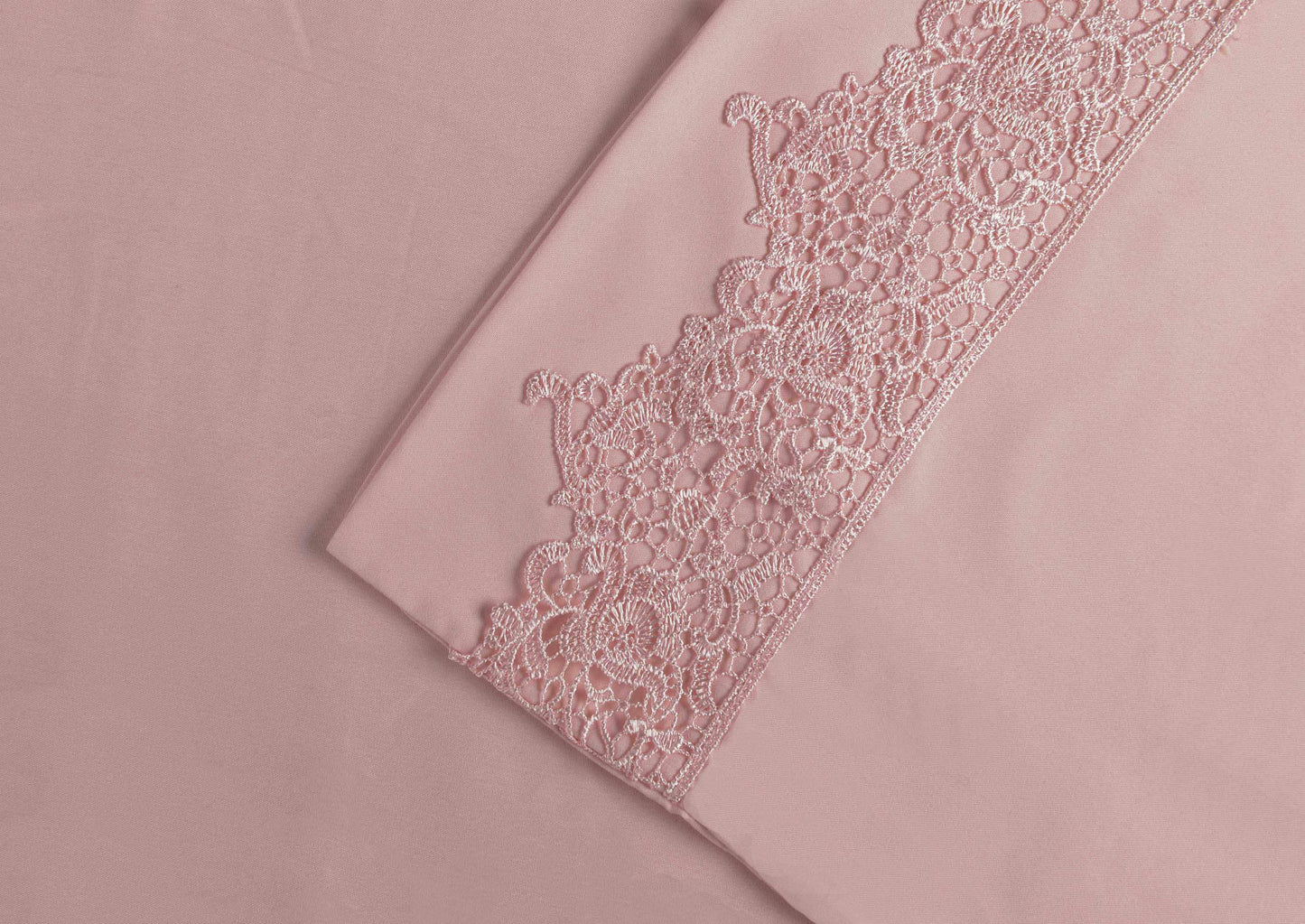  2 Piece Microfiber Lace Embroidery Solid Pillowcase Set - Blossom