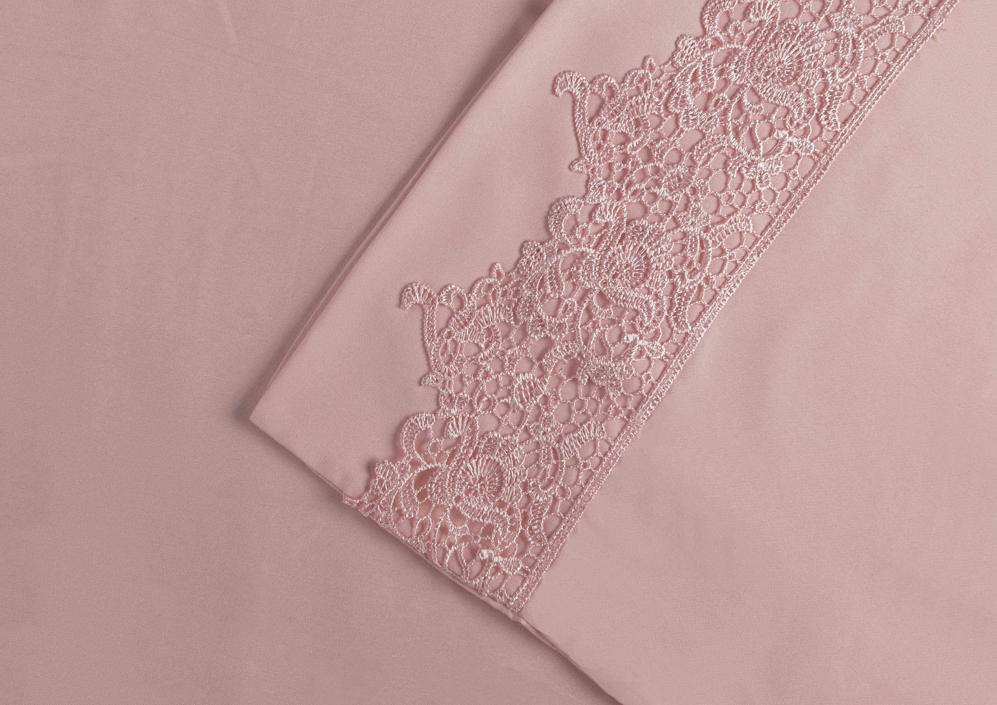  2 Piece Microfiber Lace Embroidery Solid Pillowcase Set - Blossom
