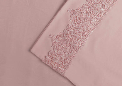  2 Piece Microfiber Lace Embroidery Solid Pillowcase Set - Blossom