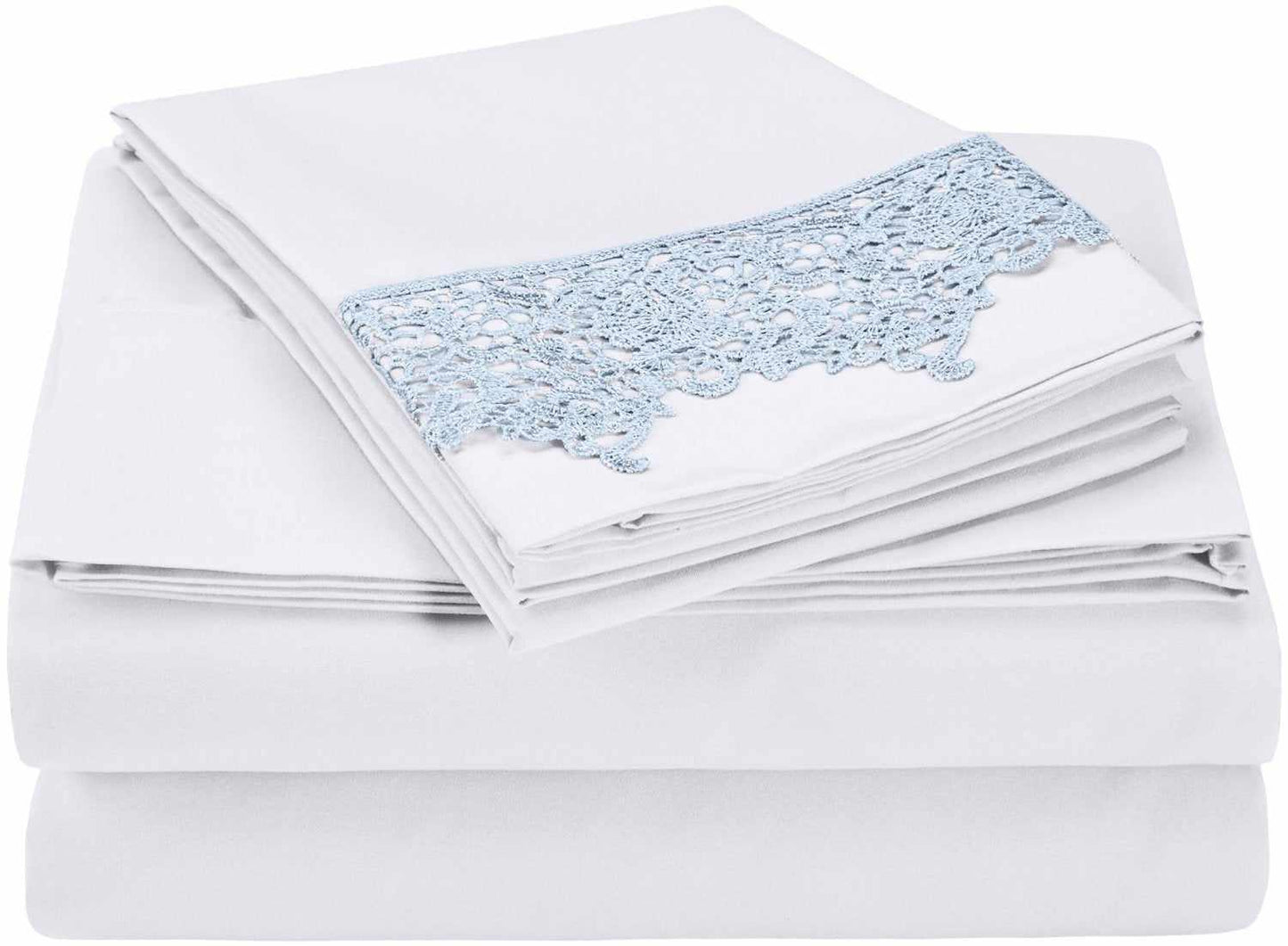 Superior Lace Overlay Solid Wrinkle Resistant Sheet Set - Grey