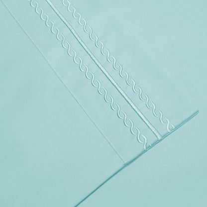  Microfiber Wrinkle Resistant and Breathable Solid Infinity Embroidery Pillowcase Set - Aqua Marine