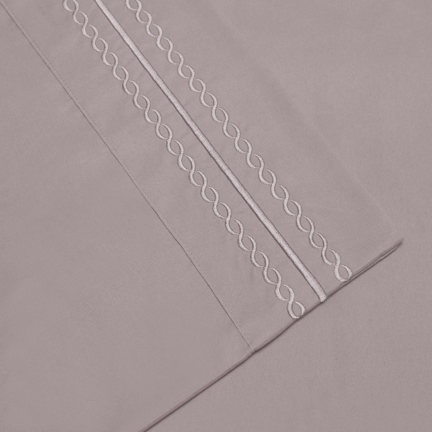 Microfiber Wrinkle Resistant and Breathable Solid Infinity Embroidery Pillowcase Set - Grey