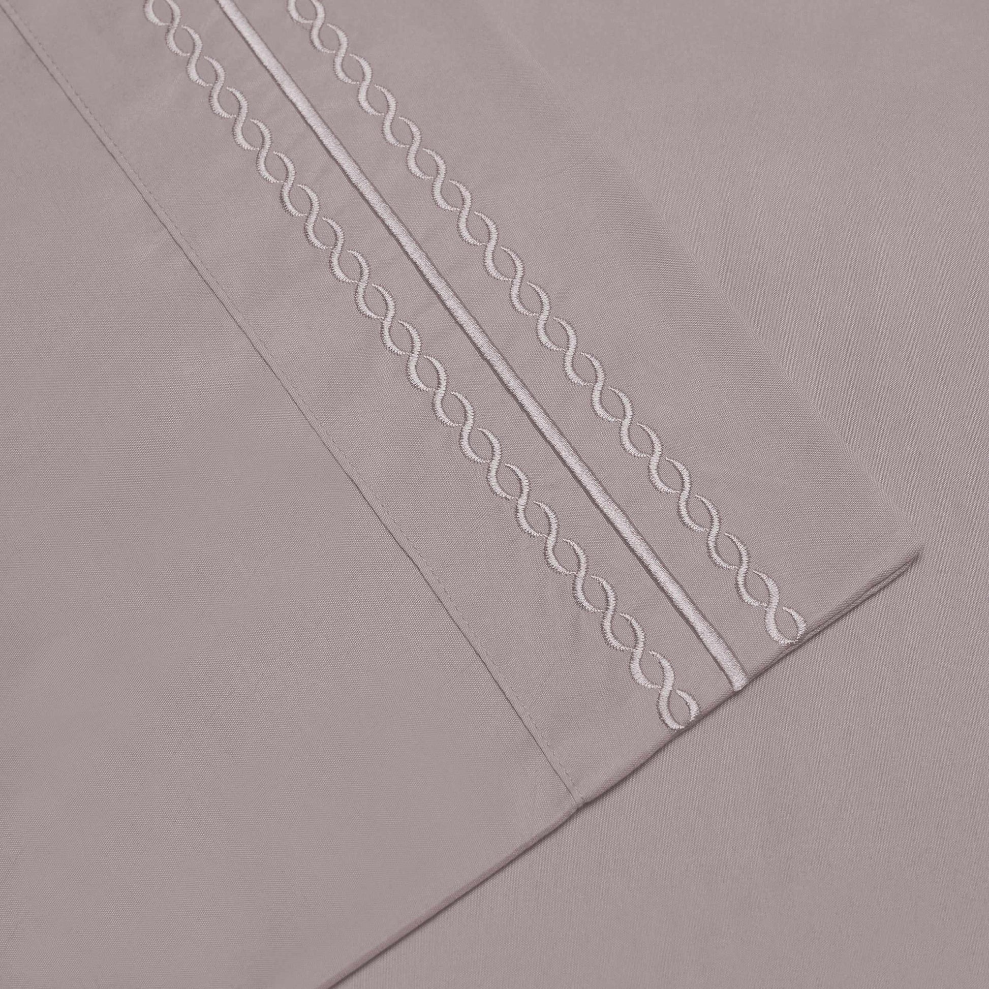 Microfiber Wrinkle Resistant and Breathable Solid Infinity Embroidery Pillowcase Set - Grey