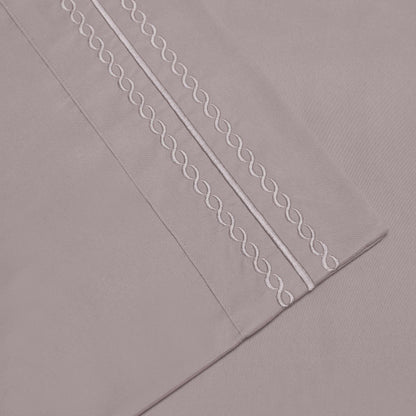 Microfiber Wrinkle Resistant and Breathable Solid Infinity Embroidery Pillowcase Set - Grey