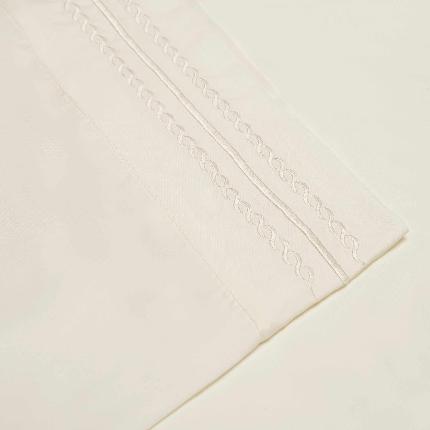  Microfiber Wrinkle Resistant and Breathable Solid Infinity Embroidery Pillowcase Set - Ivory