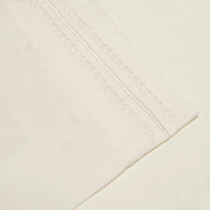  Microfiber Wrinkle Resistant and Breathable Solid Infinity Embroidery Pillowcase Set - Ivory