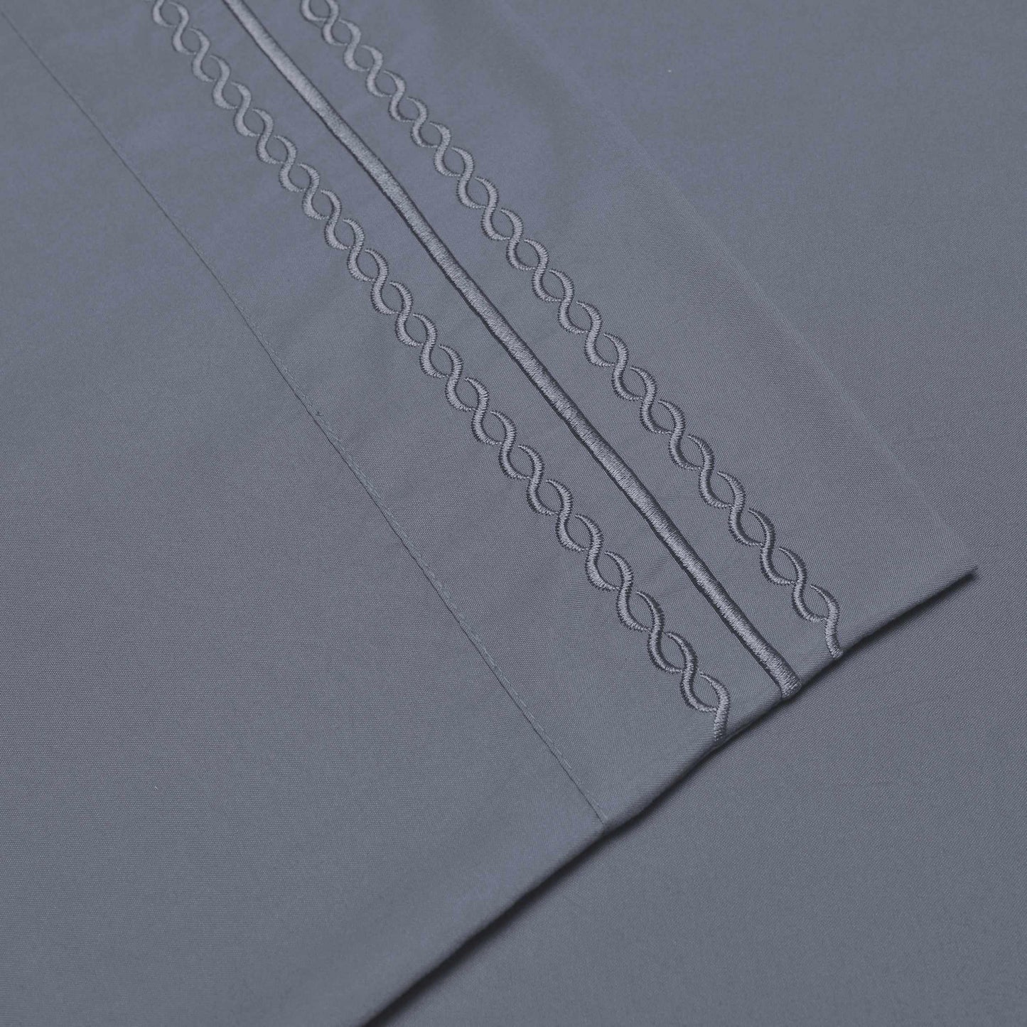  Microfiber Wrinkle Resistant and Breathable Solid Infinity Embroidery Pillowcase Set - Medium Blue