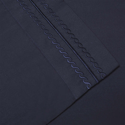 Microfiber Wrinkle Resistant and Breathable Solid Infinity Embroidery Pillowcase Set - Navy Blue