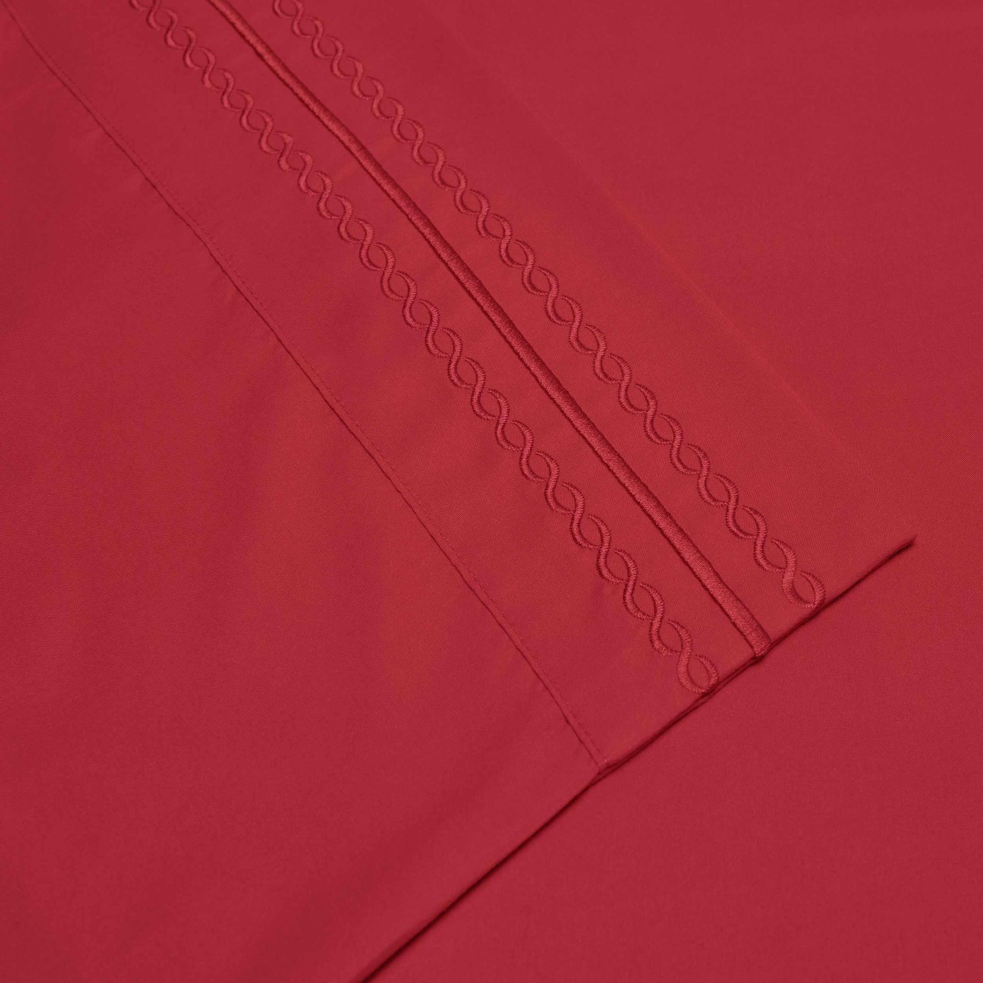  Microfiber Wrinkle Resistant and Breathable Solid Infinity Embroidery Pillowcase Set - Red