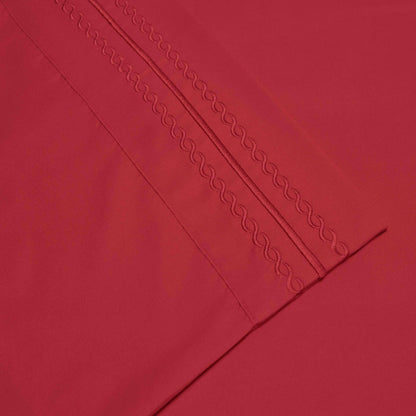  Microfiber Wrinkle Resistant and Breathable Solid Infinity Embroidery Pillowcase Set - Red