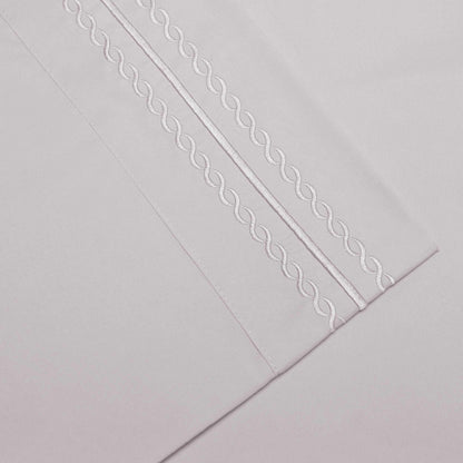  Microfiber Wrinkle Resistant and Breathable Solid Infinity Embroidery Pillowcase Set - Silver