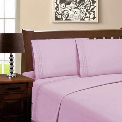  Microfiber Wrinkle Resistant and Breathable Solid Infinity Embroidery Pillowcase Set - Lilac