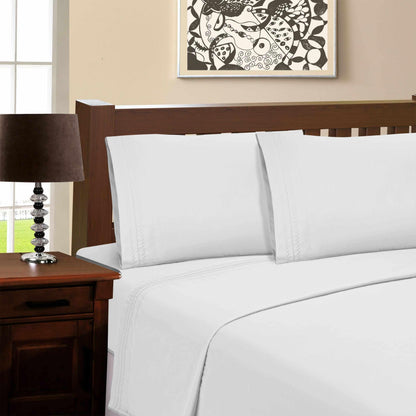  Microfiber Wrinkle Resistant and Breathable Solid Infinity Embroidery Pillowcase Set - White