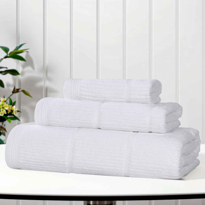 Milo Smart Twist Cotton Solid Ribbed 3 Piece Towel Set