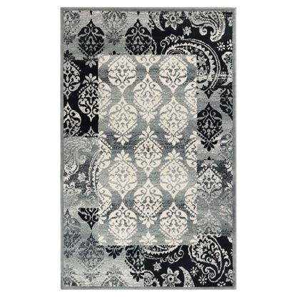 Mystique Distressed Damask Contemporary Area Rug