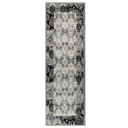 Mystique Distressed Damask Contemporary Area Rug