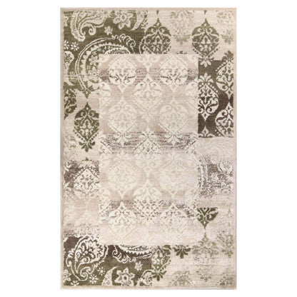 Mystique Distressed Damask Contemporary Area Rug