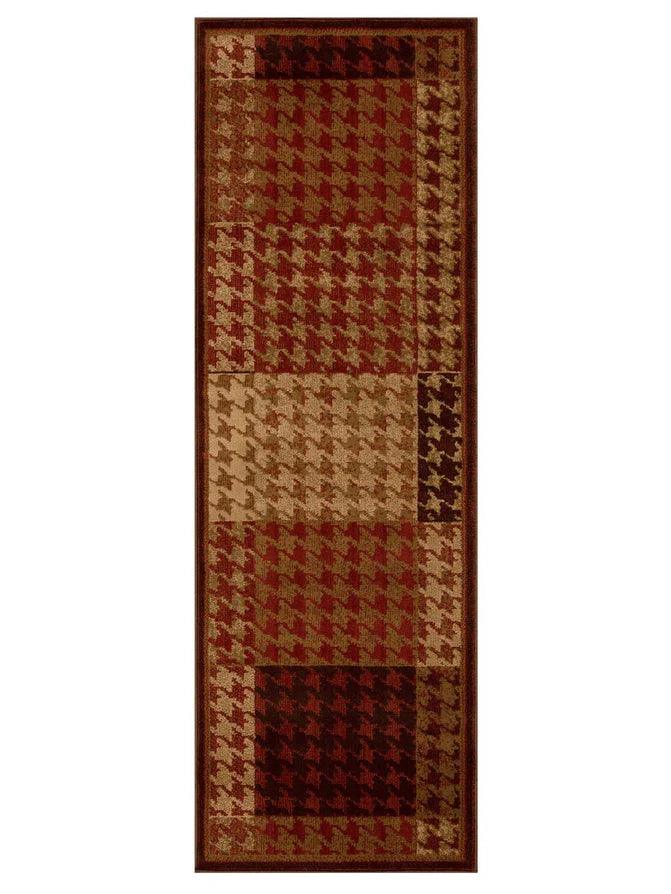Abstract Checkered Geometric Border Indoor Area Rug or Runner