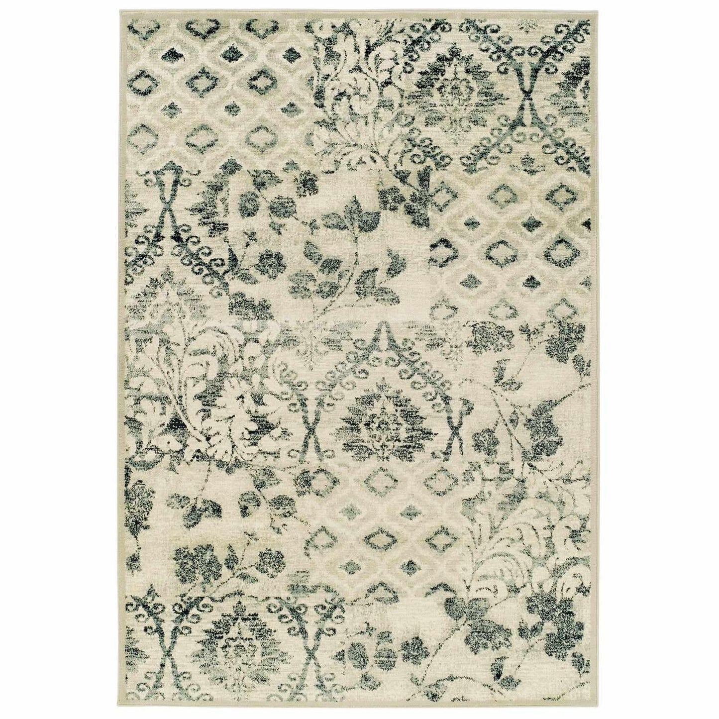 Navan Distressed Floral Damask Indoor Area Rug or Runner